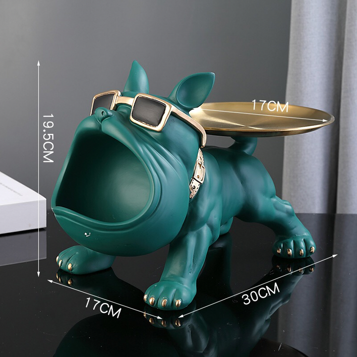 Moderne Bulldoggenfigur mit Aufbewahrungsschale