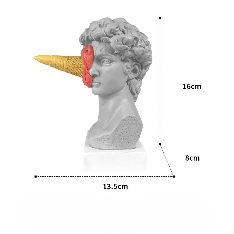 Bunte David Skulptur mit Eiskunst