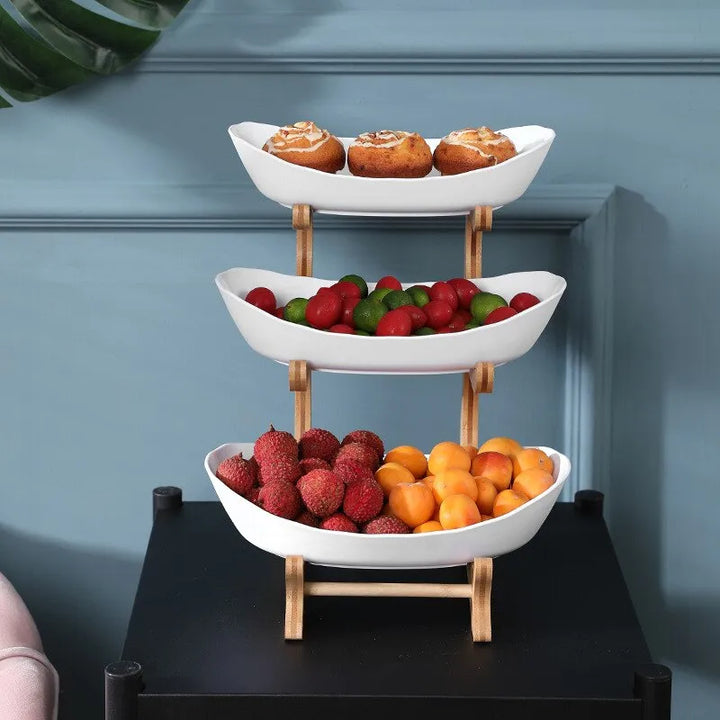 Ovale Obstschale 3-stöckig