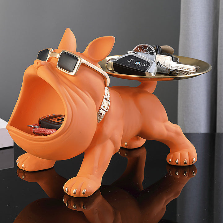Moderne Bulldoggenfigur mit Aufbewahrungsschale