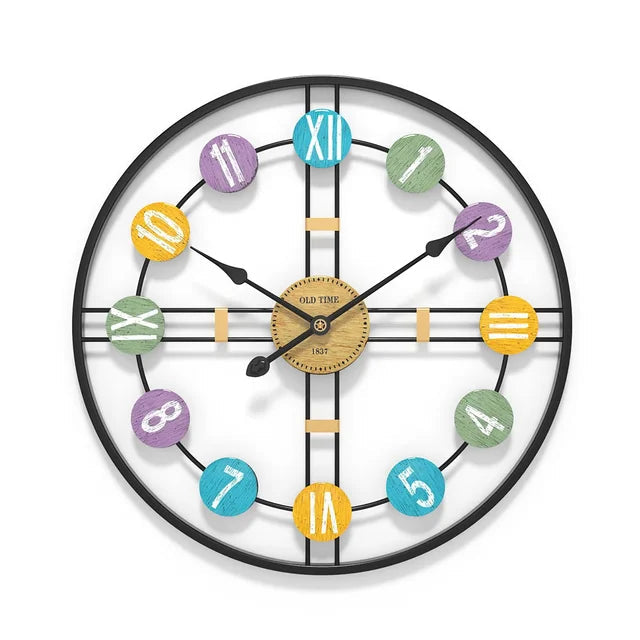Vintage Bunte Wanduhr mit Modernem Design