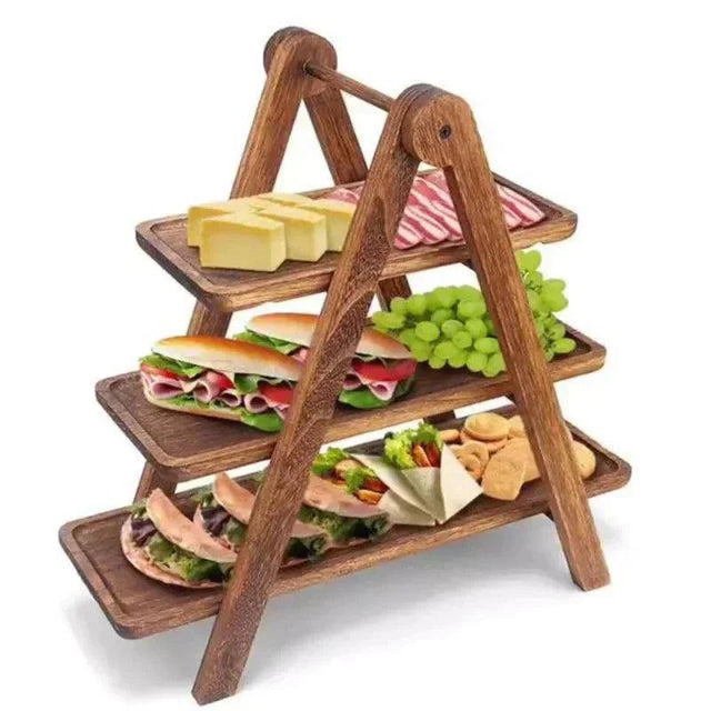 Rustikales Holz-Etagere - 3-stöckig