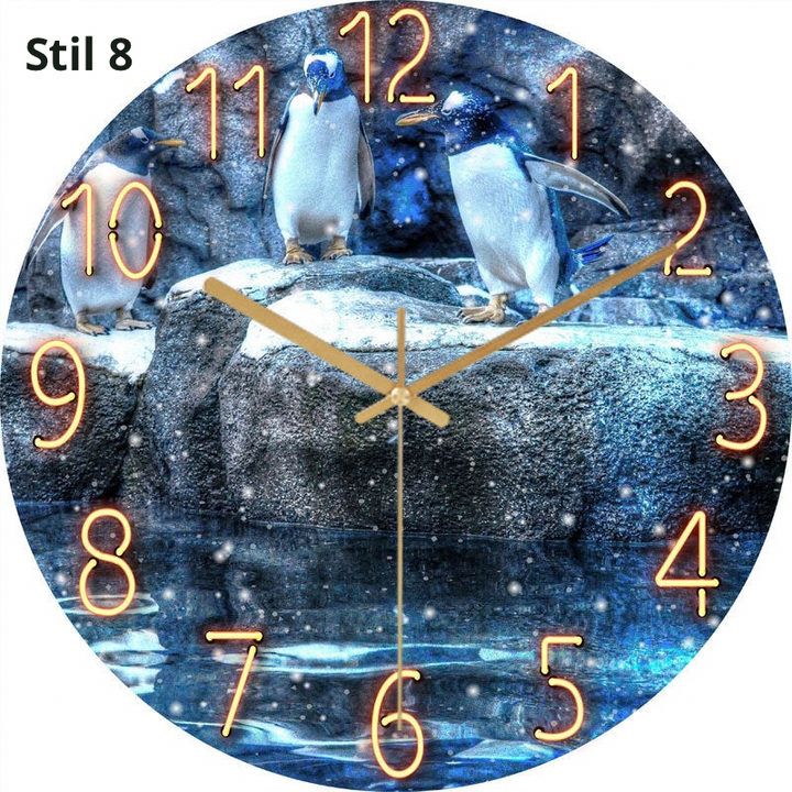 Leuchtende Wanduhr mit Marmor-Effekt