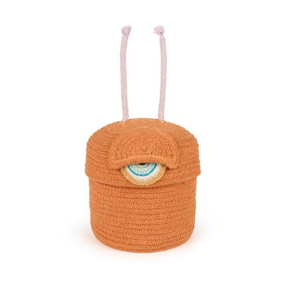 Orange Baumwollkorb mit Antennen und Augen – Spaß für Kinder