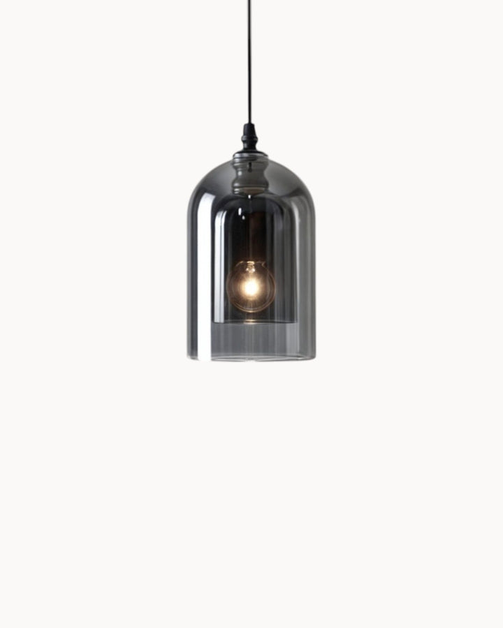Elegante LED Hängeleuchte aus Glas & Schmiedeeisen