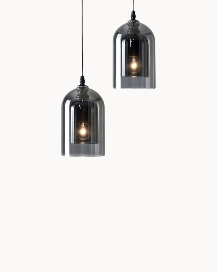 Elegante LED Hängeleuchte aus Glas & Schmiedeeisen