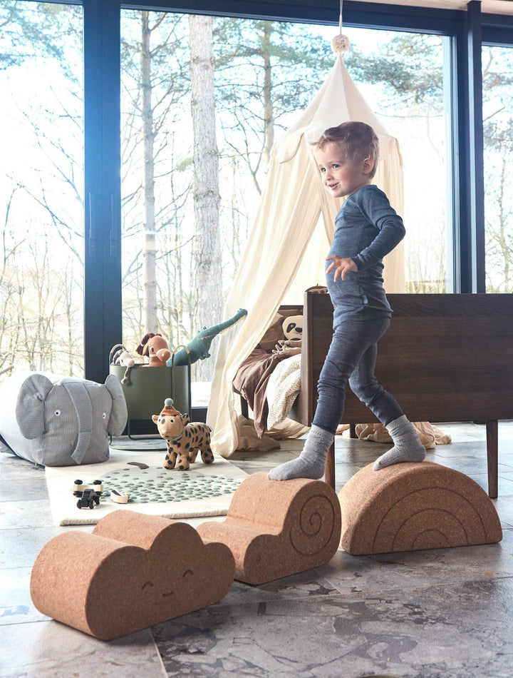 Kinderzimmer Hocker Schnecke aus Kork – Natur