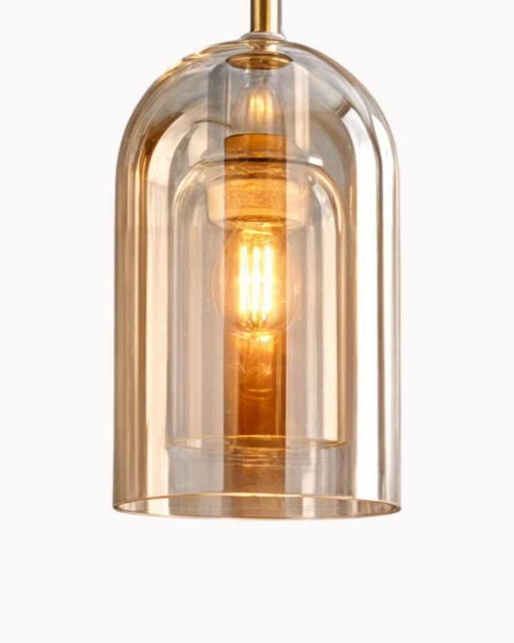 Elegante LED Hängeleuchte aus Glas & Schmiedeeisen
