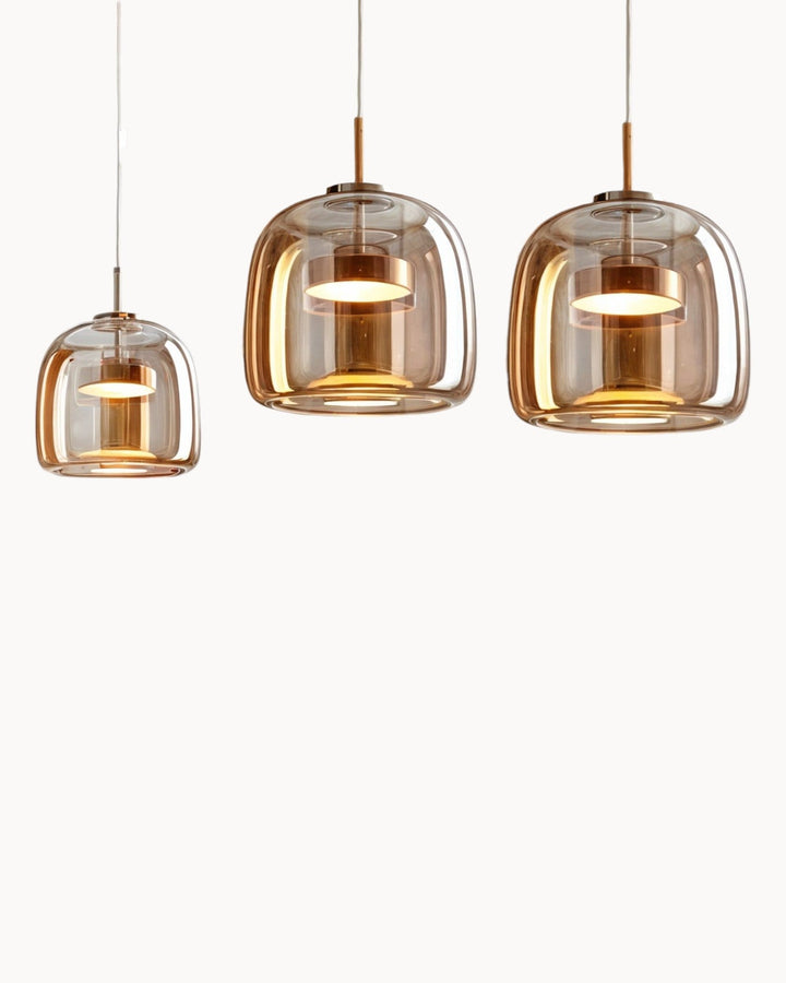 Elegante LED Hängeleuchte aus Glas & Schmiedeeisen