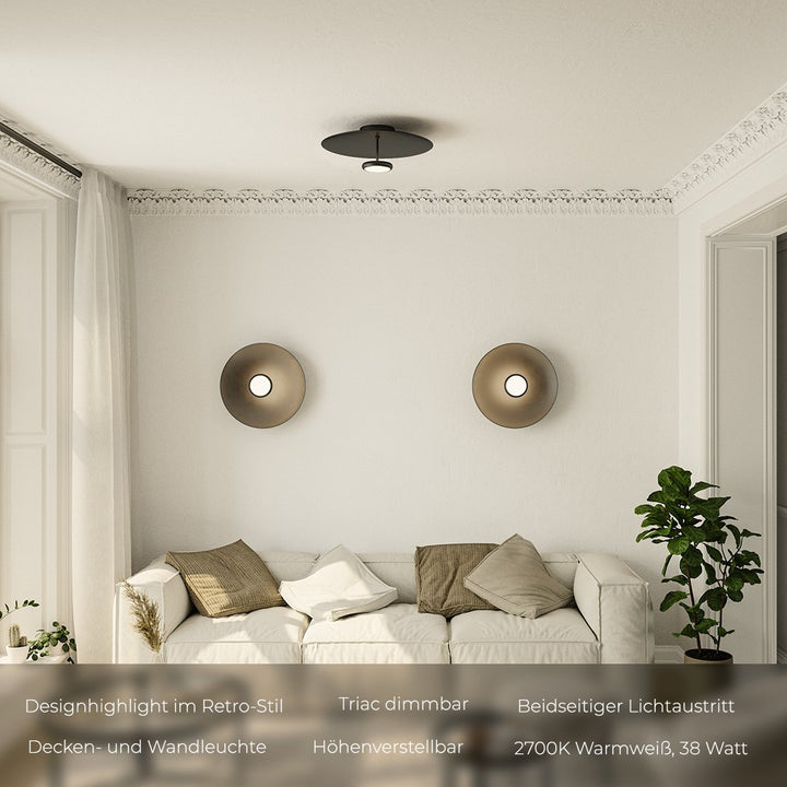 Moderne dimmbare LED-Deckenleuchte im Retro-Design – Lumora
