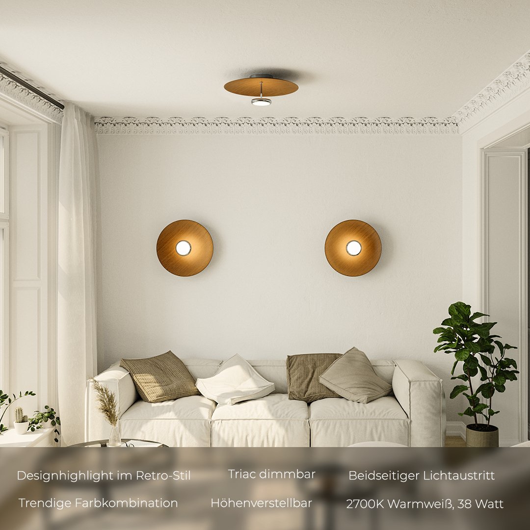 Moderne dimmbare LED-Deckenleuchte im Retro-Design – Lumora