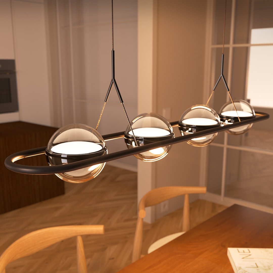 Dimmbare LED Pendelleuchte mit Glaskugeln – Lumina