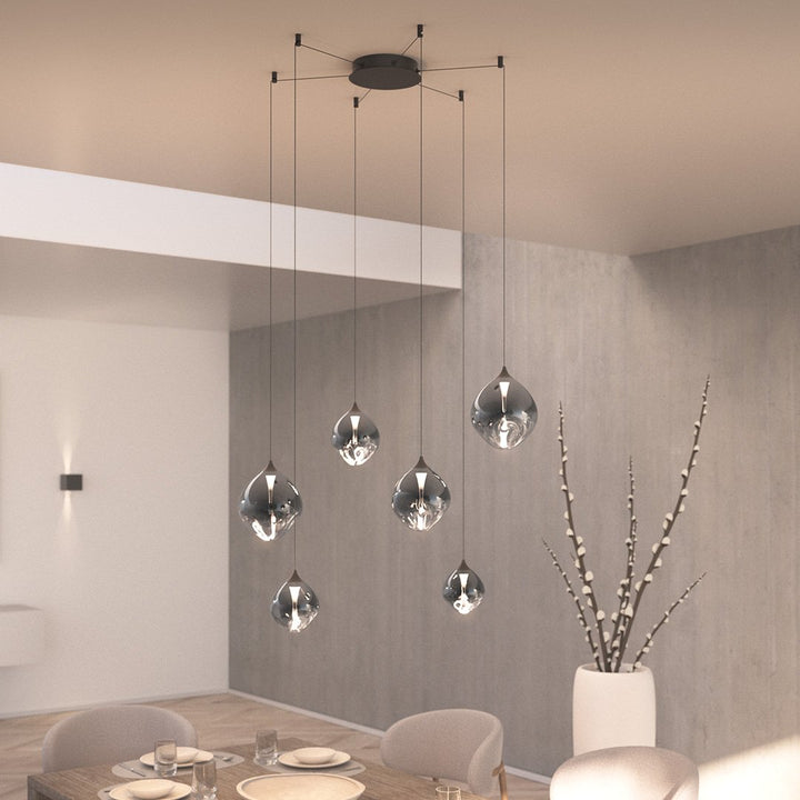 LED Pendelleuchte aus Glas mit 6 Flammen – LUXORA
