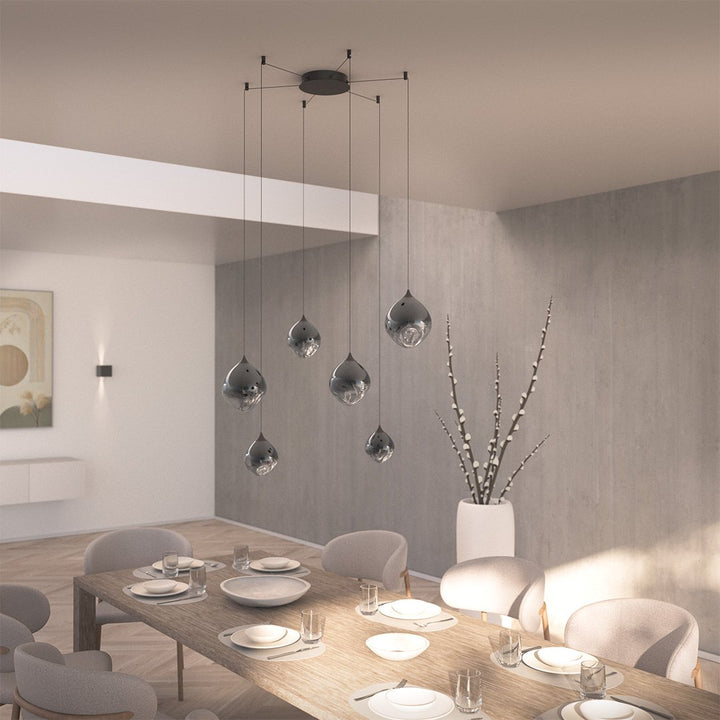 LED Pendelleuchte aus Glas mit 6 Flammen – LUXORA