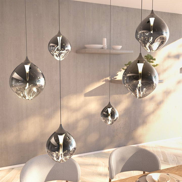 LED Pendelleuchte aus Glas mit 6 Flammen – LUXORA