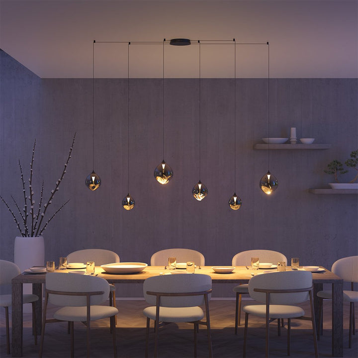 LED Pendelleuchte aus Glas mit 6 Flammen – LUXORA