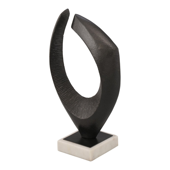Eleganter Marmor Tischakzent mit Aluminium-Skulptur – Deko