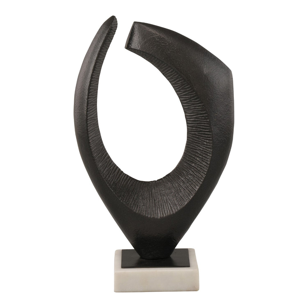 Eleganter Marmor Tischakzent mit Aluminium-Skulptur – Deko