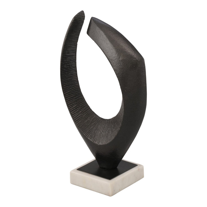 Eleganter Marmor Tischakzent mit Aluminium-Skulptur – Deko