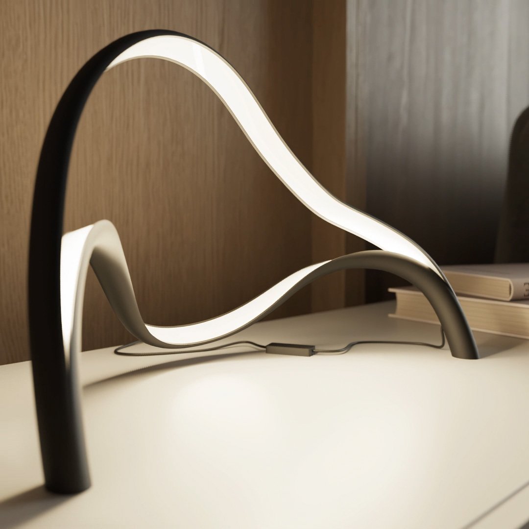 Minimalistische LED-Tischleuchte in Matt Schwarz – LIORA