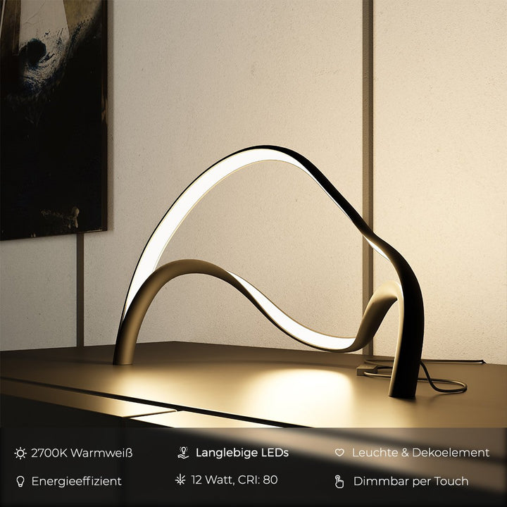 Minimalistische LED-Tischleuchte in Matt Schwarz – LIORA
