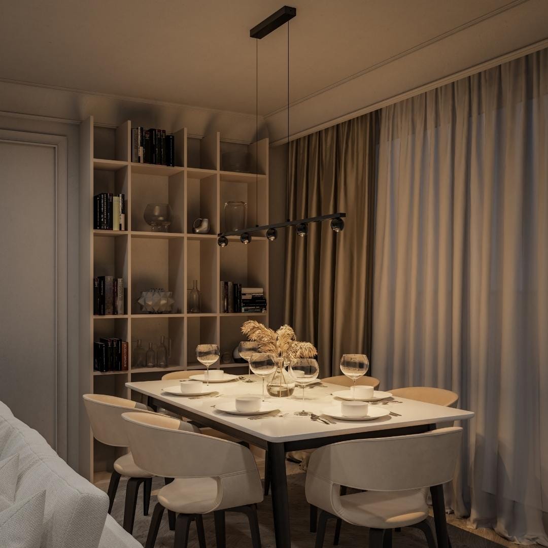 Stilvolle LED Deckenleuchte mit eleganten Lichtkegeln
